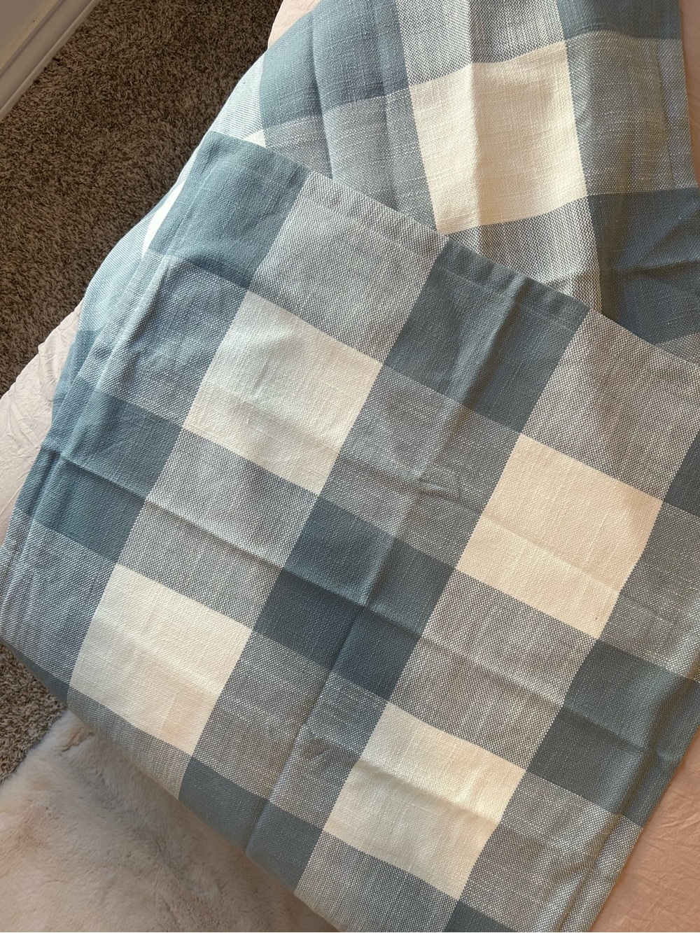 2 New Pottery Barn Bryce Buffalo Check Euro Shams in Chambray - Picture 6 of 9